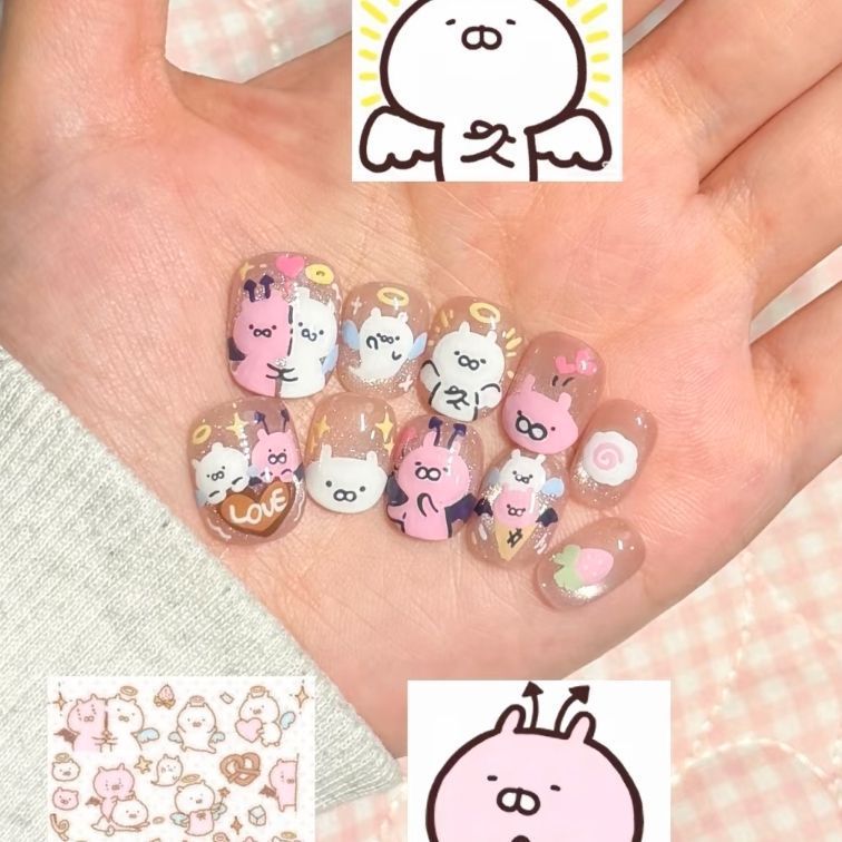 Cute Character Press-On Nail Art Set Kalsten