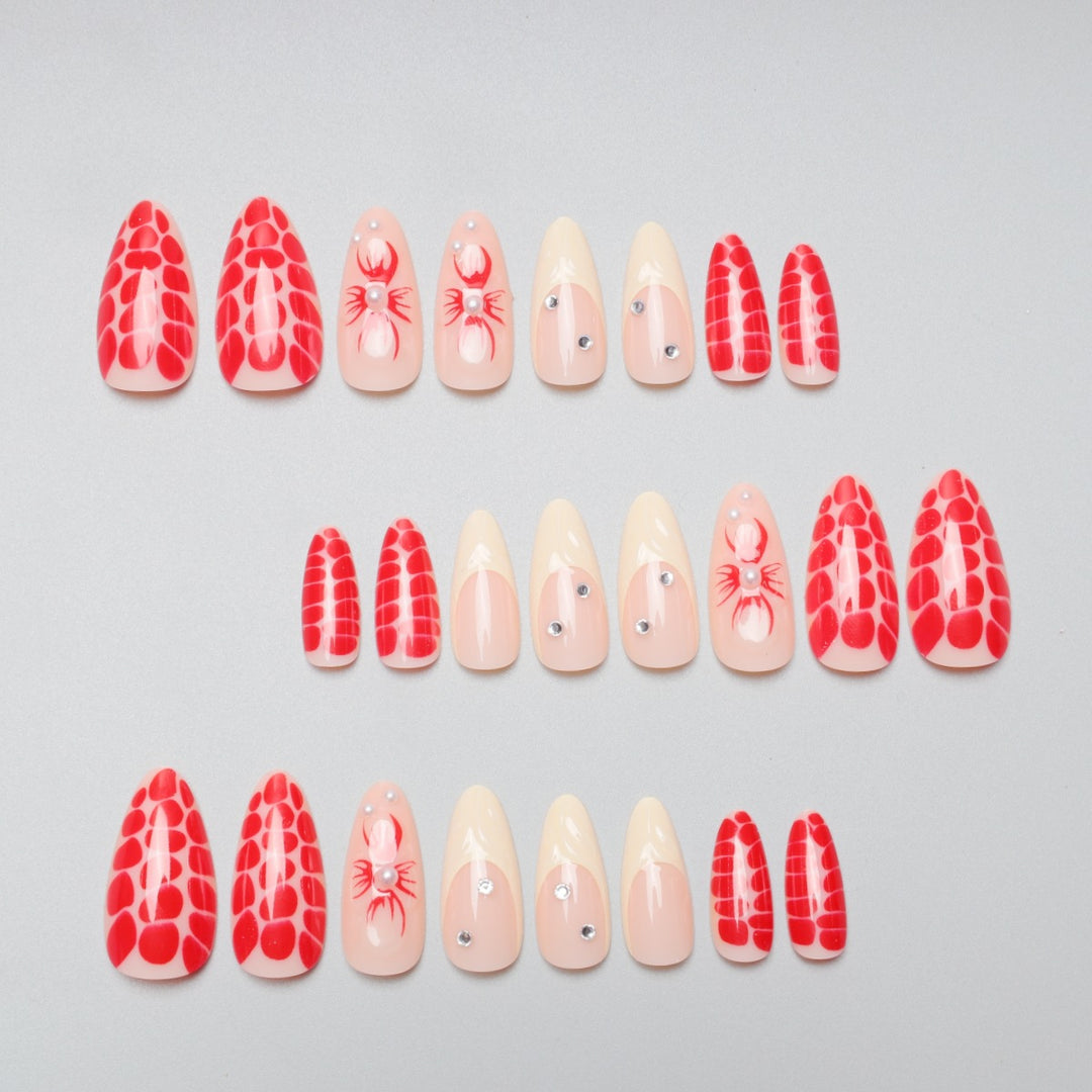 Artistic Floral and Texture Stiletto Nail Extensions Kalsten