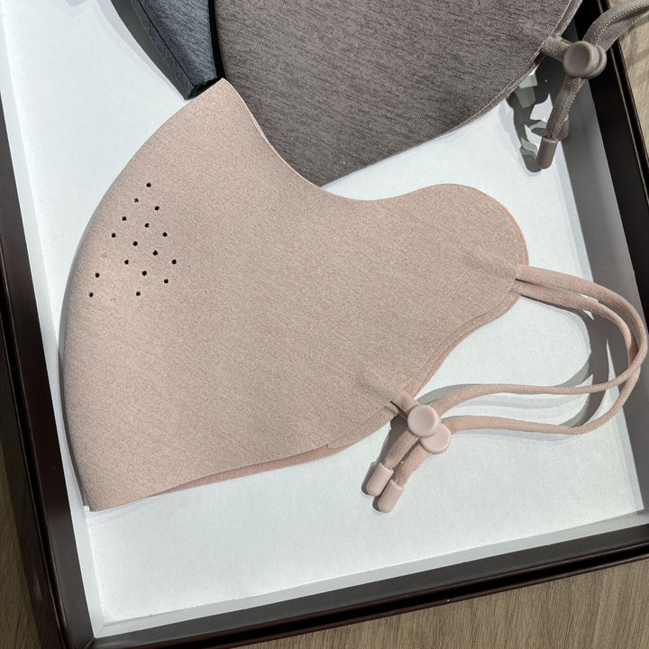 Contoured Reusable Breathable Fabric Face Mask with Adjustable Toggle Ear Loops and Micro Vent Perforations Kalsten