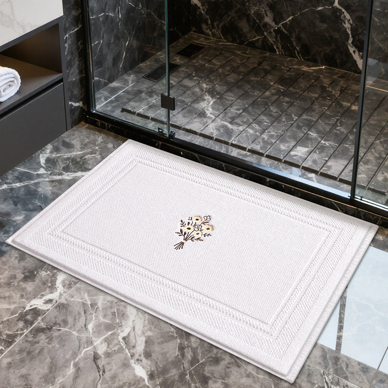 Elegant Embroidered Lavender Bath Mat Kalsten