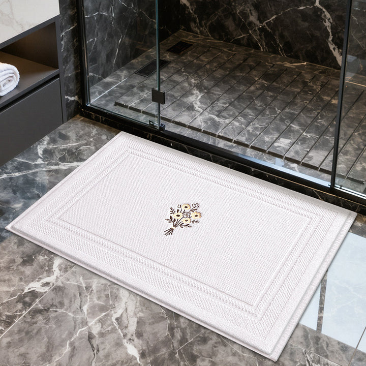 Elegant Embroidered Lavender Bath Mat Kalsten