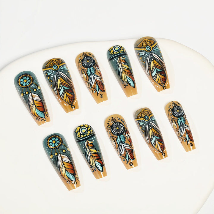 Creative feather design artificial nails Kalsten