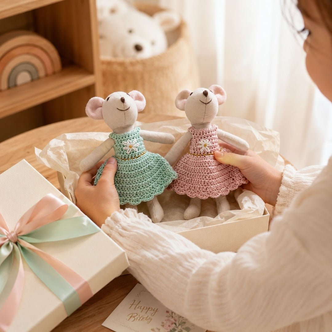 Hand-stitched Linen Mouse Doll