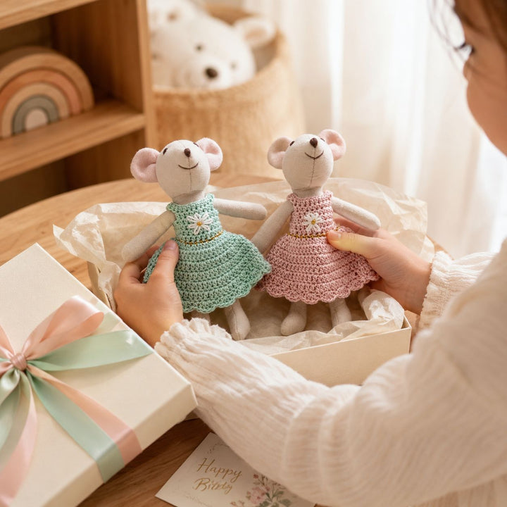 Hand-stitched Linen Mouse Doll