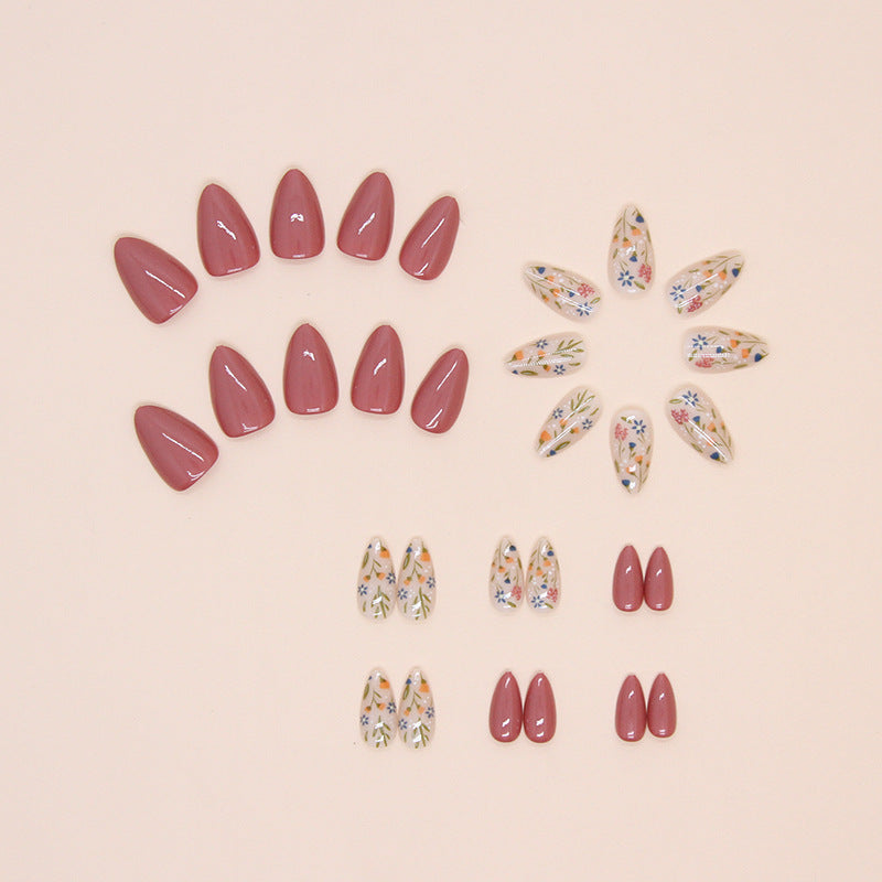 Artistic Floral Press-On Nail Art Kalsten