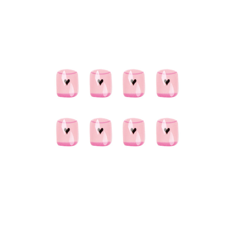 Creative Nail Art with Heart Design and Glitter Accents Kalsten