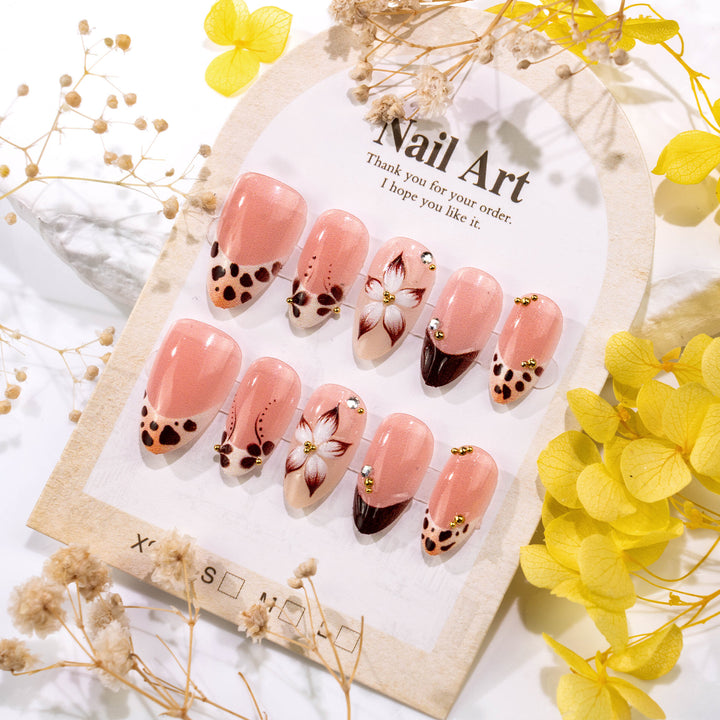 Elegant Floral-Embellished Press-On Nails