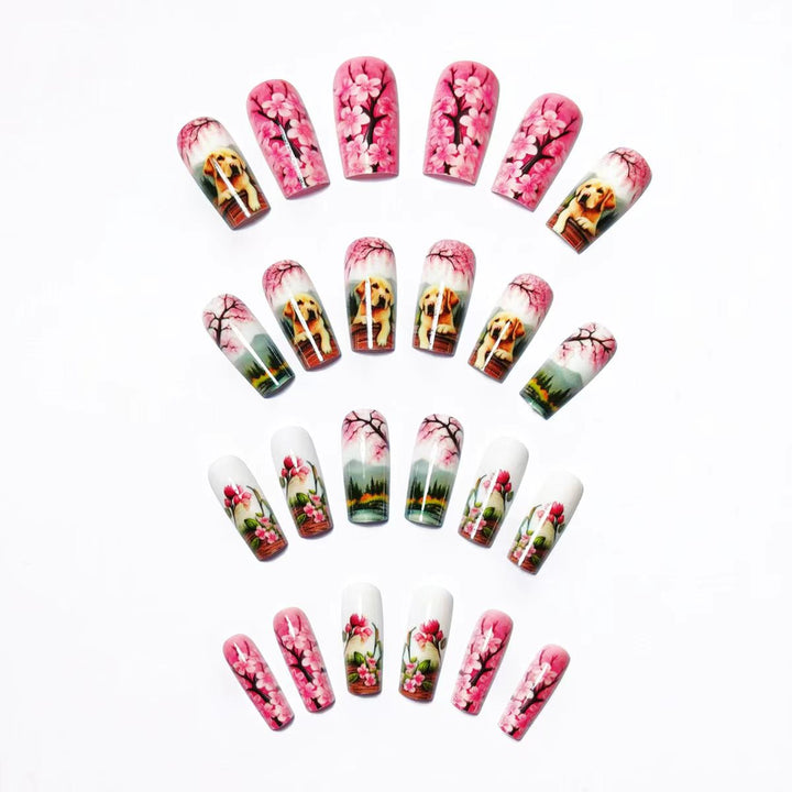 Artificial nails with floral and animal motifs Kalsten