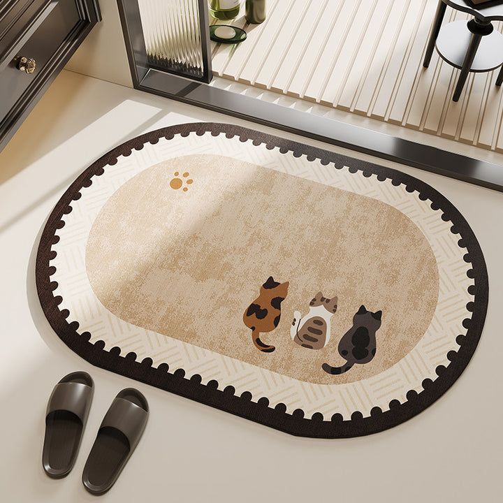 Cat-Themed Plush Bathroom Mat