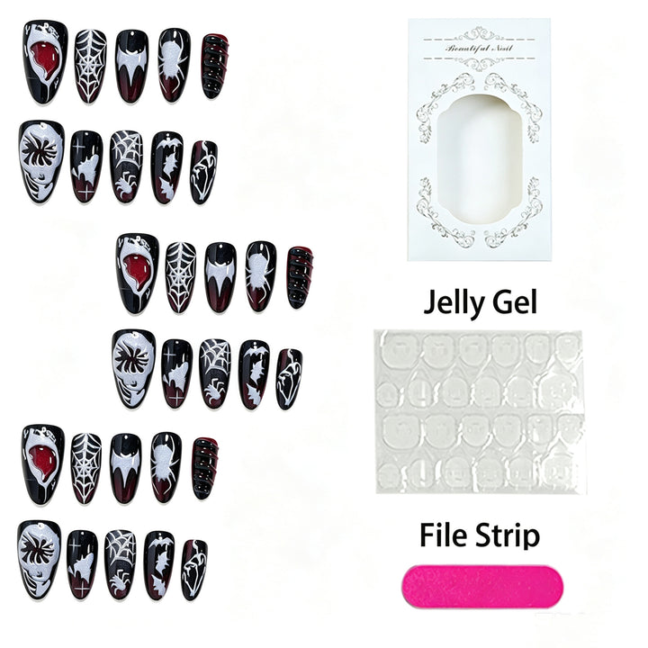 Halloween Nail Art Set with Spider Design and Gel Nails Kalsten