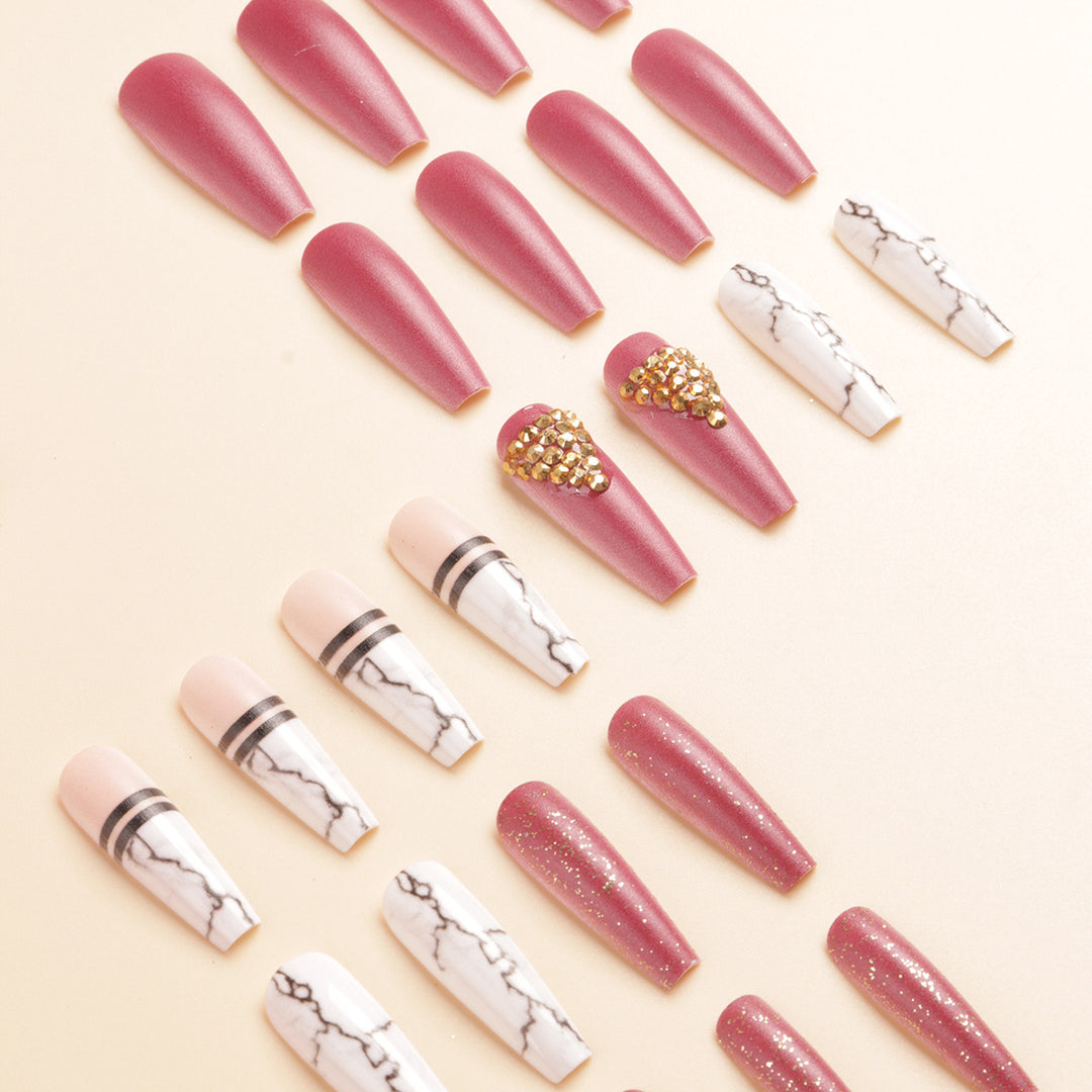 Elegant Marble Press-On Nail Art Set Kalsten