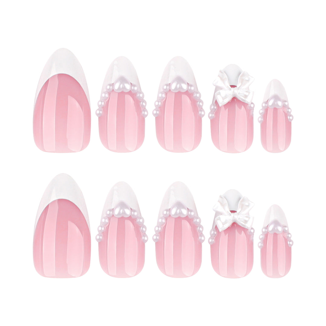 Artful Nail Extensions with Bead and Bow Designs Kalsten