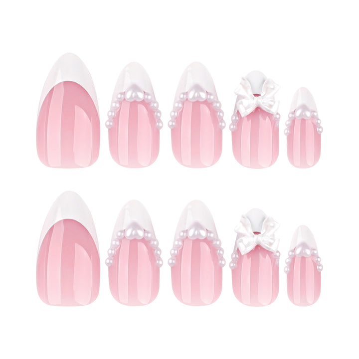 Artful Nail Extensions with Bead and Bow Designs Kalsten