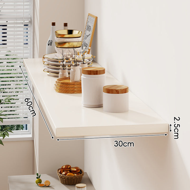 Floating Wall-Mounted Solid Wood Display Shelf with Concealed Brackets and Slim Profile