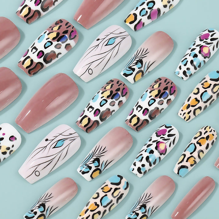 Creative Nail Art Set with Leopard and Flower Patterns Kalsten