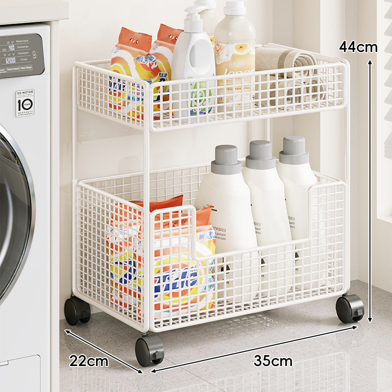 Compact Triple-Tier Wire Mesh Rolling Utility Cart with Locking Casters