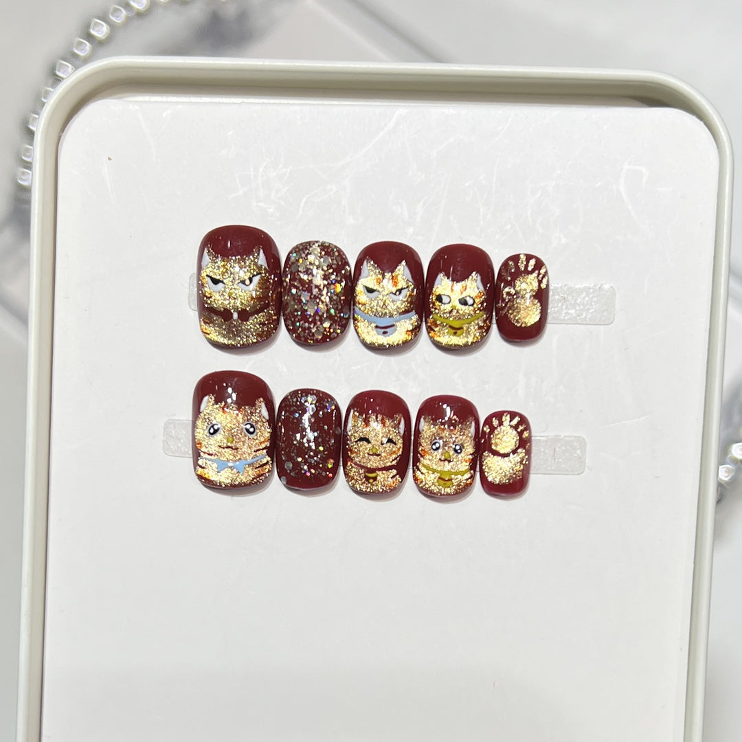 Decorative Cat-Themed Nail Art Set Kalsten