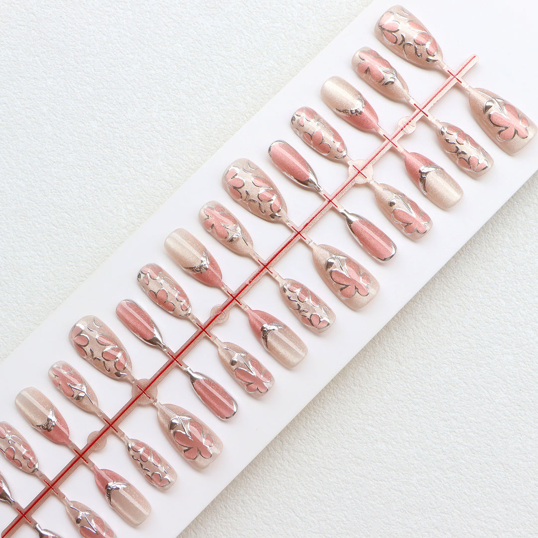 Elegant Floral Design Press-On Nail Set Kalsten