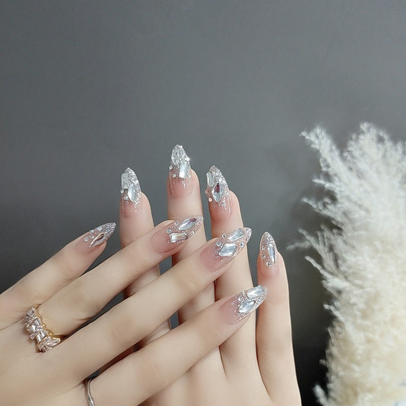Artistic Rhinestone-Embellished Press-On Nail Set Kalsten
