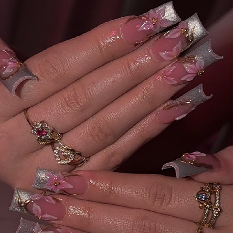 Floral Decorative Press-On Nail Set Kalsten