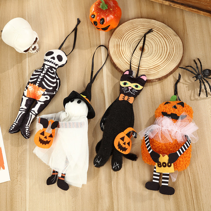 Cute Halloween Pumpkin Plush Decoration Pendant with Tulle