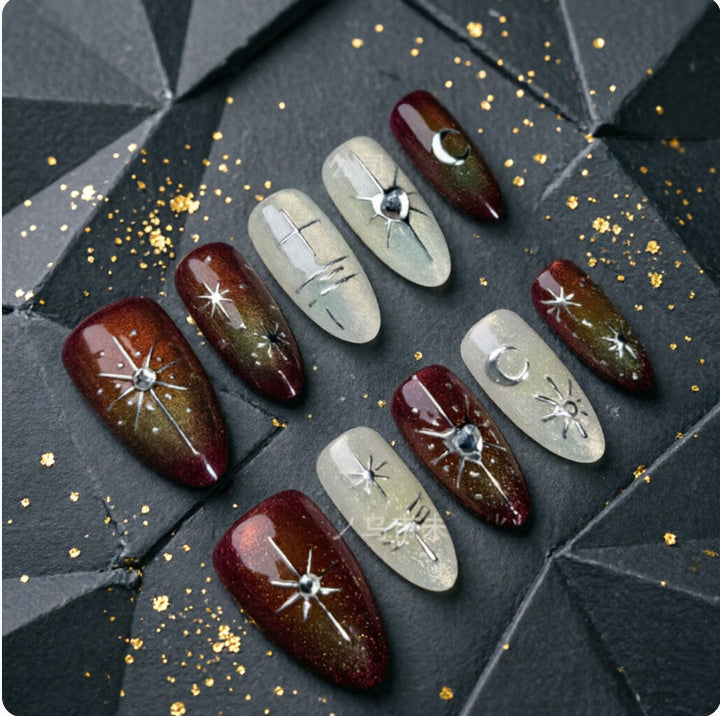 Glamorous artificial nails with sparkling star design Kalsten