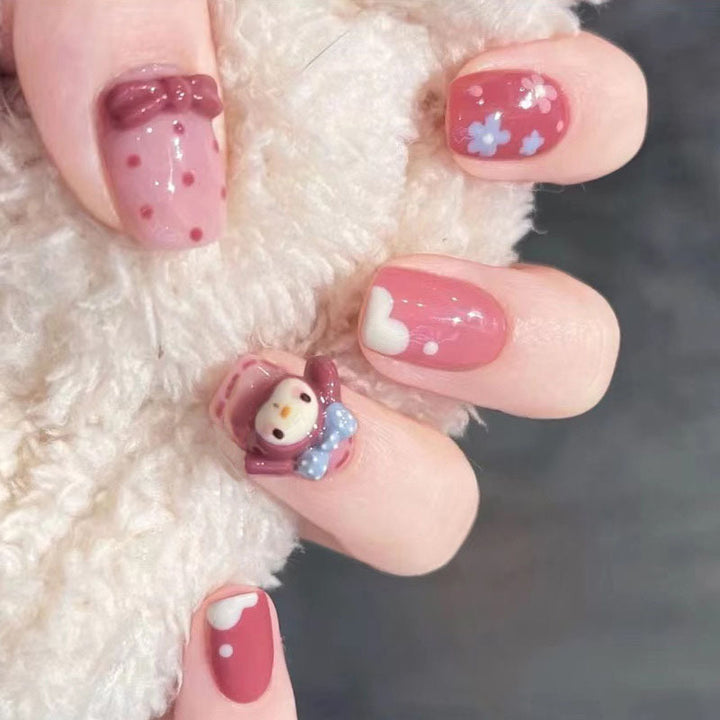 Playful 3D Character Nail Art