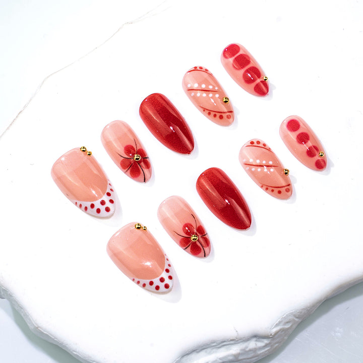 Artistic Blossom-Themed Press-On Nail Set Kalsten