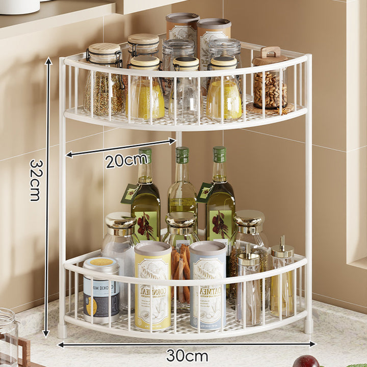Triangular Triple-Tier Gold-Plated Corner Pantry & Spice Organizer
