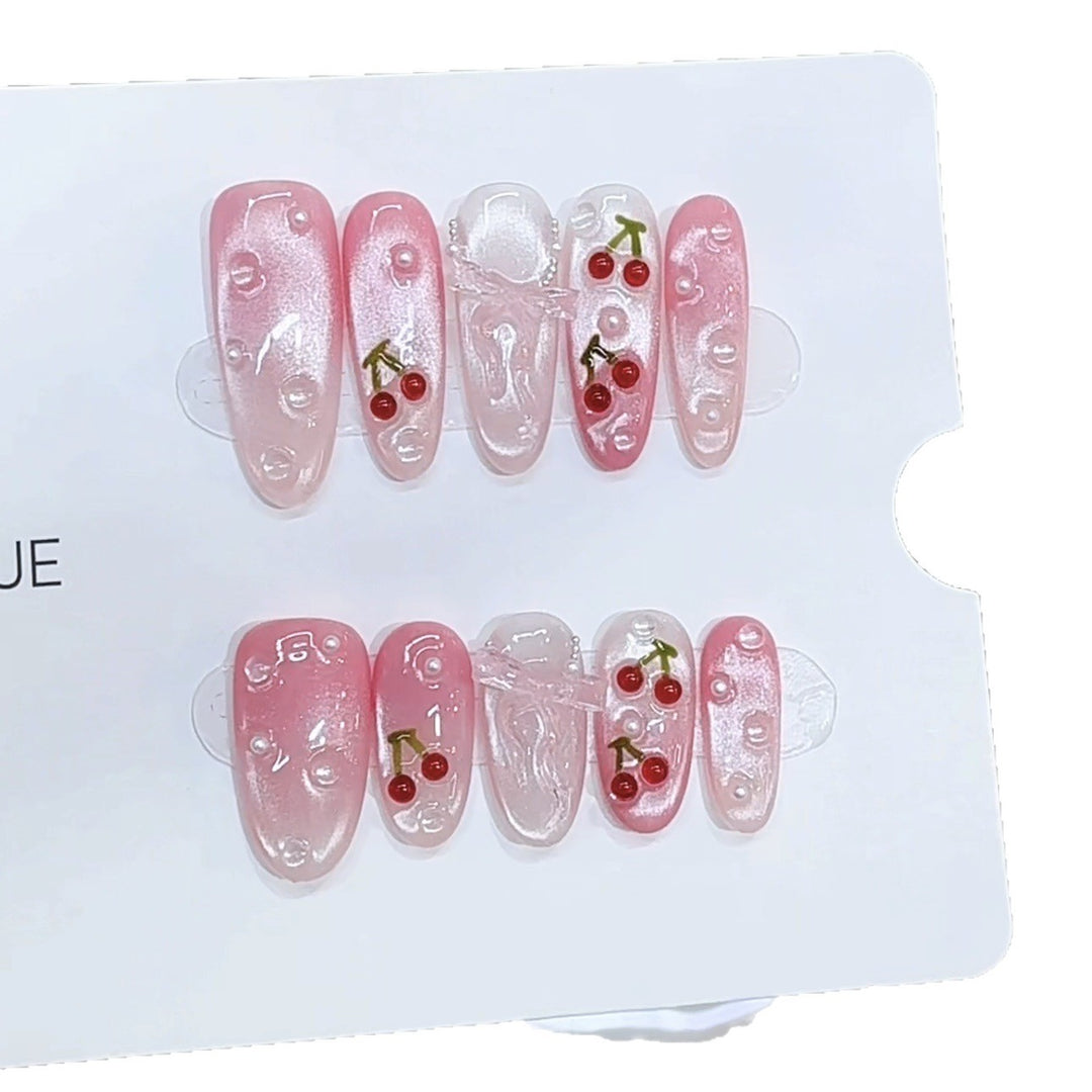 Cherry-Themed Decorative Press-On Nail Set Kalsten