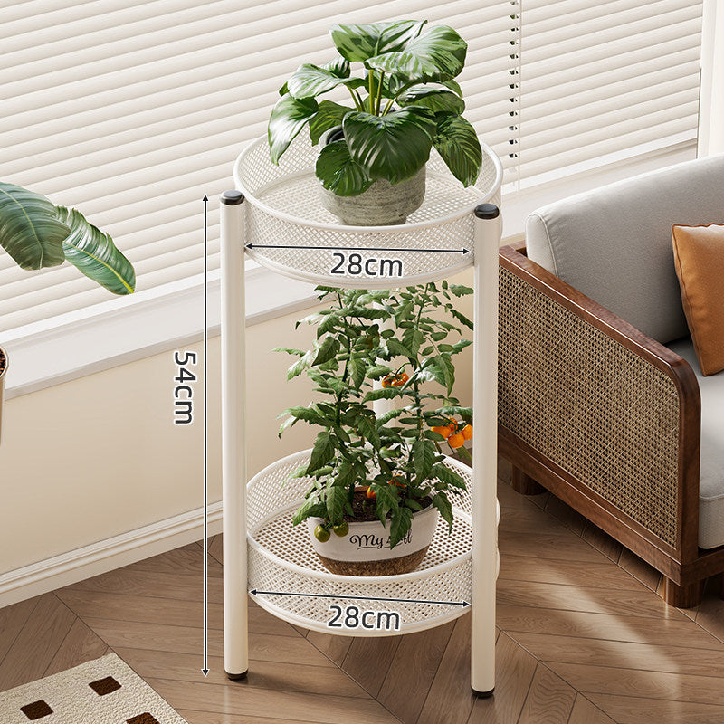 Two-Tier Round Metal Mesh Plant Stand