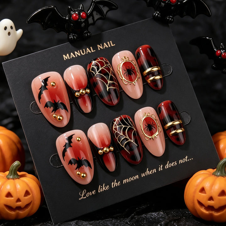 Halloween-Themed Manual Press-On Nail Art Set