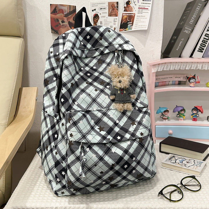 Backpack with Fashionable Check Pattern and Practical Compartments Kalsten