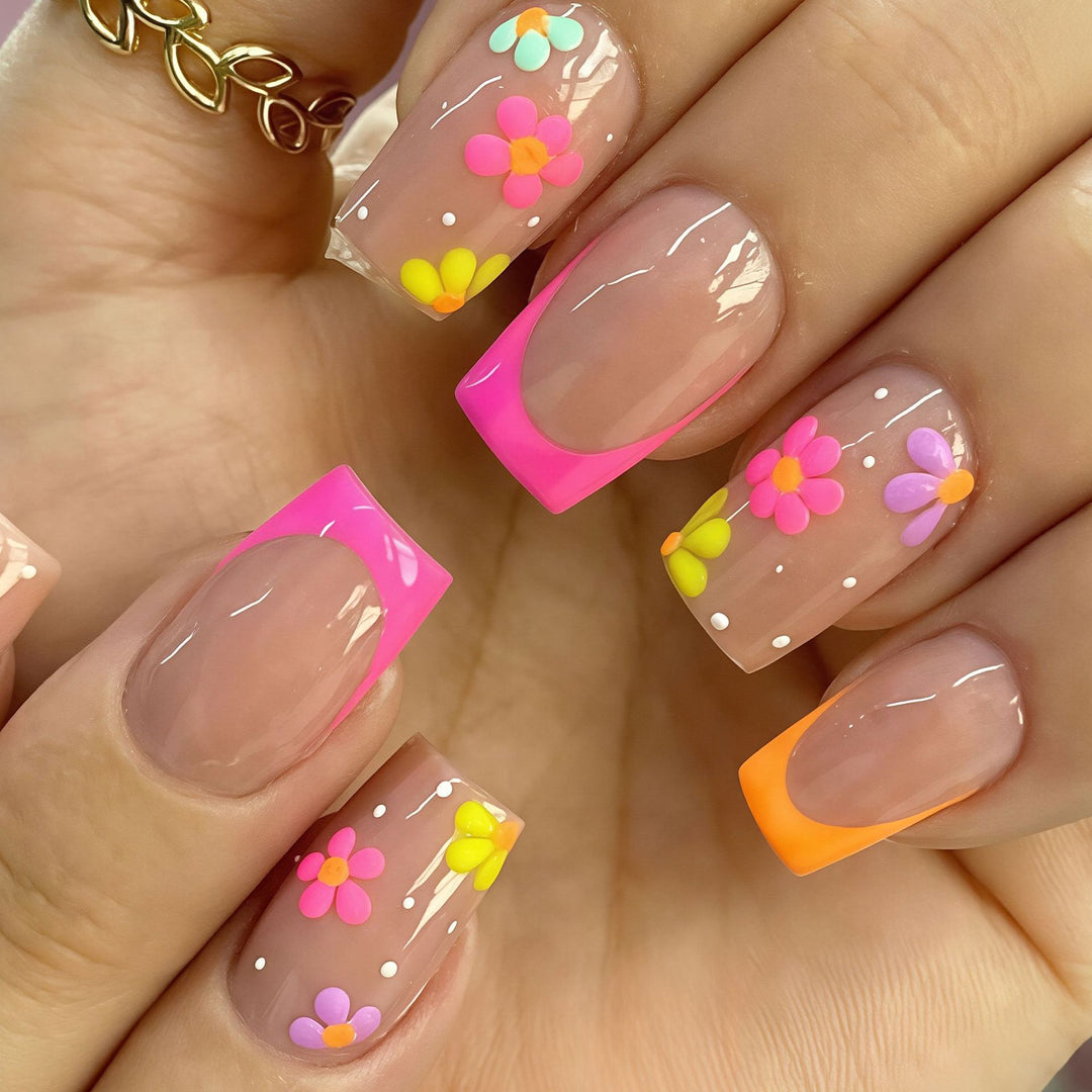 Floral Accent Press-On Nail Art Kalsten