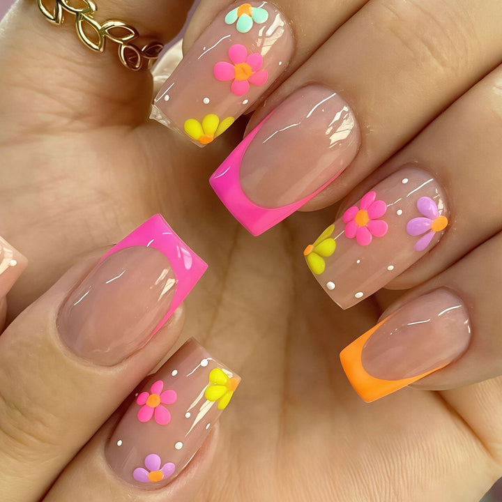 Floral Accent Press-On Nail Art Kalsten