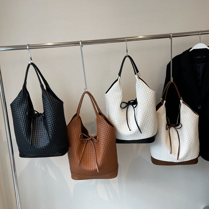 Stylish Woven Bucket Tote Bag