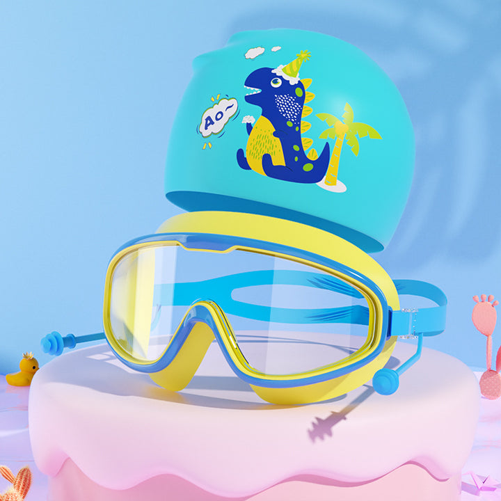 Kids Dinosaur-Themed Swim Mask and Cap Set Kalsten