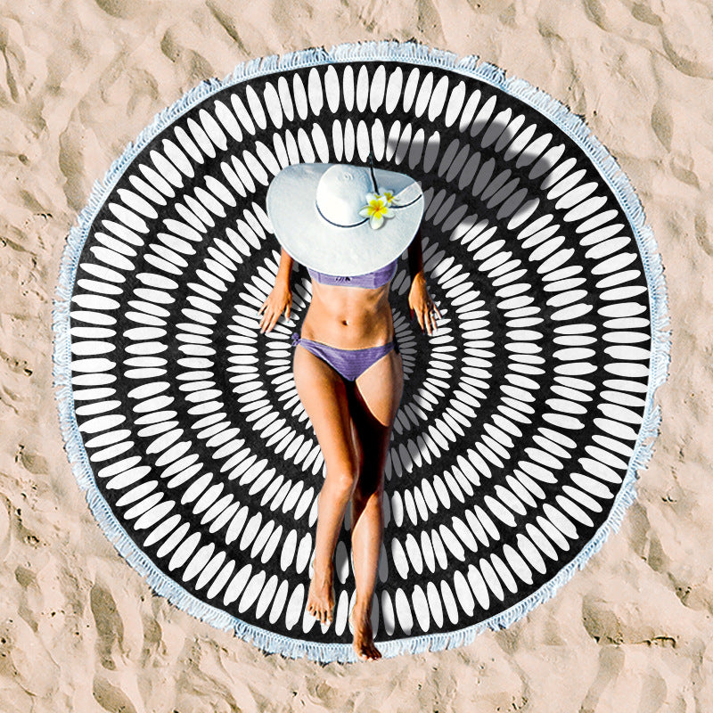 round beach towel with cheerful palm motif Kalsten