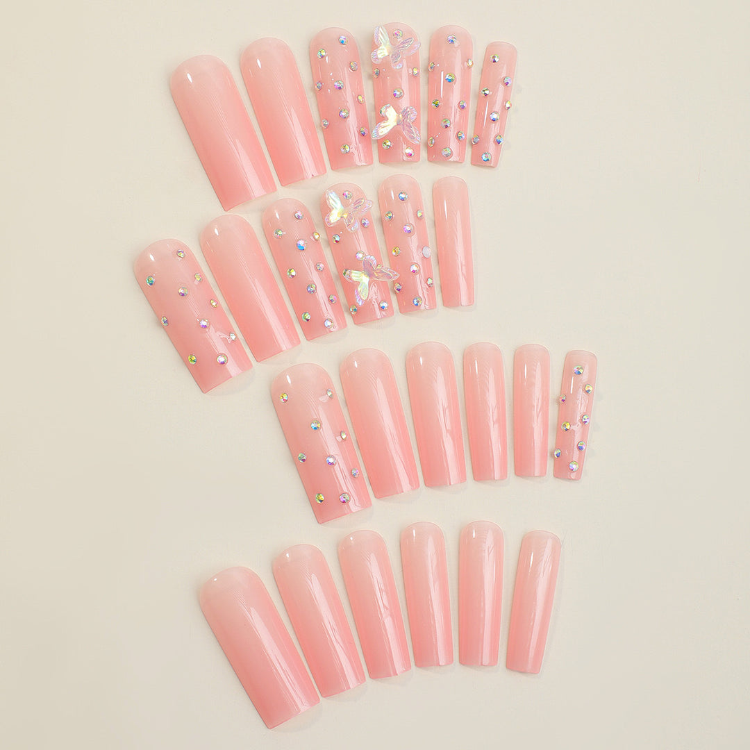 Artificial nail tips with glamorous rhinestone and butterfly designs Kalsten