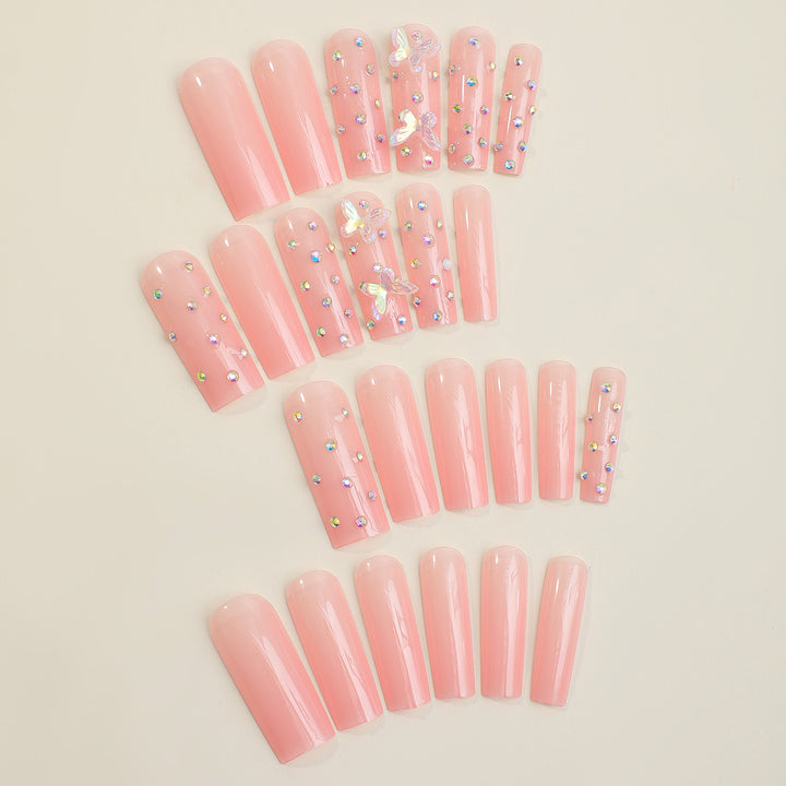 Artificial nail tips with glamorous rhinestone and butterfly designs Kalsten