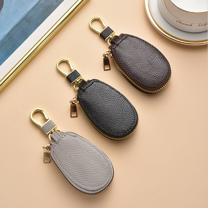 Compact Textured Leather Keychain Pouch Kalsten