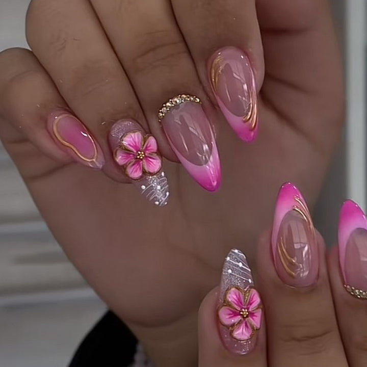 Artful Nail Extensions with Floral Design Kalsten