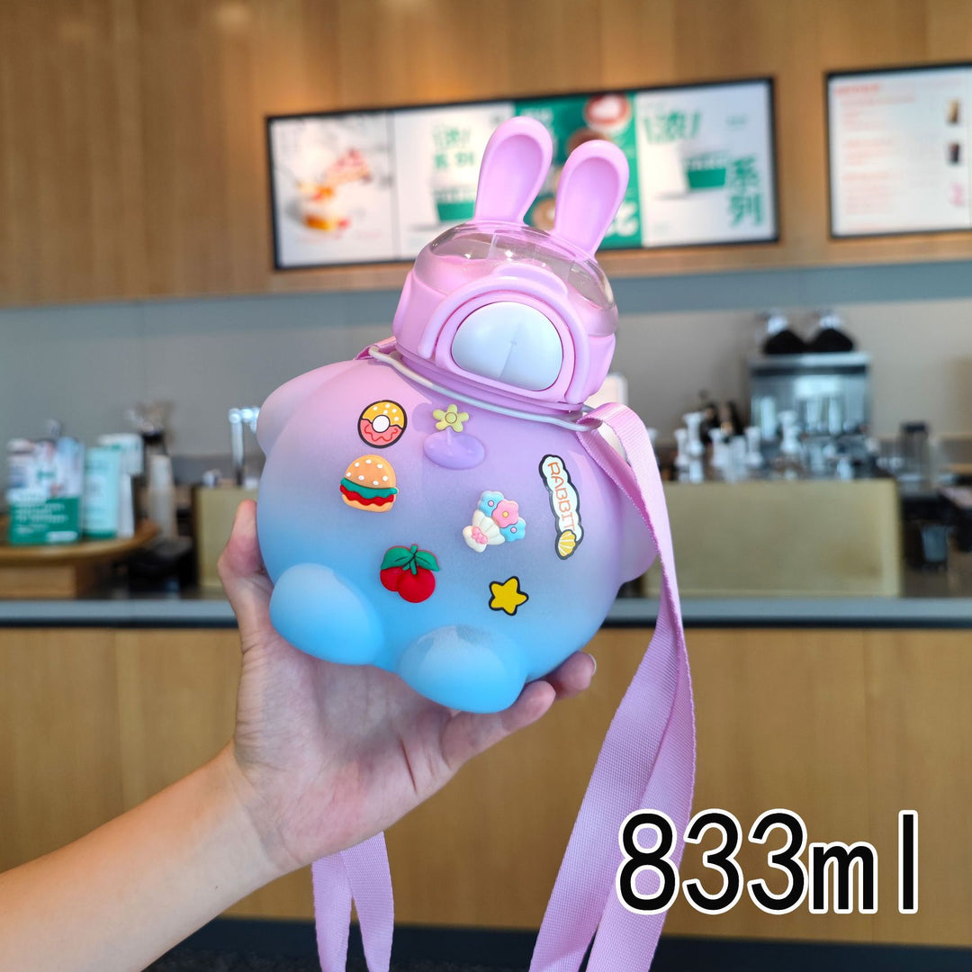 Women's creative drinking bottle with animal ears and colorful stickers Kalsten