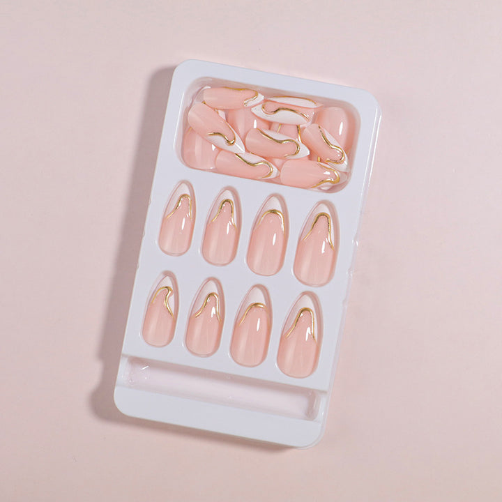 DIY Press-On Nail Set with Elegant Gold Accents Kalsten