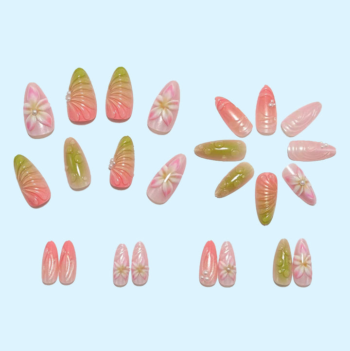 Artificial nails with 3D flower and pearl decorations Kalsten