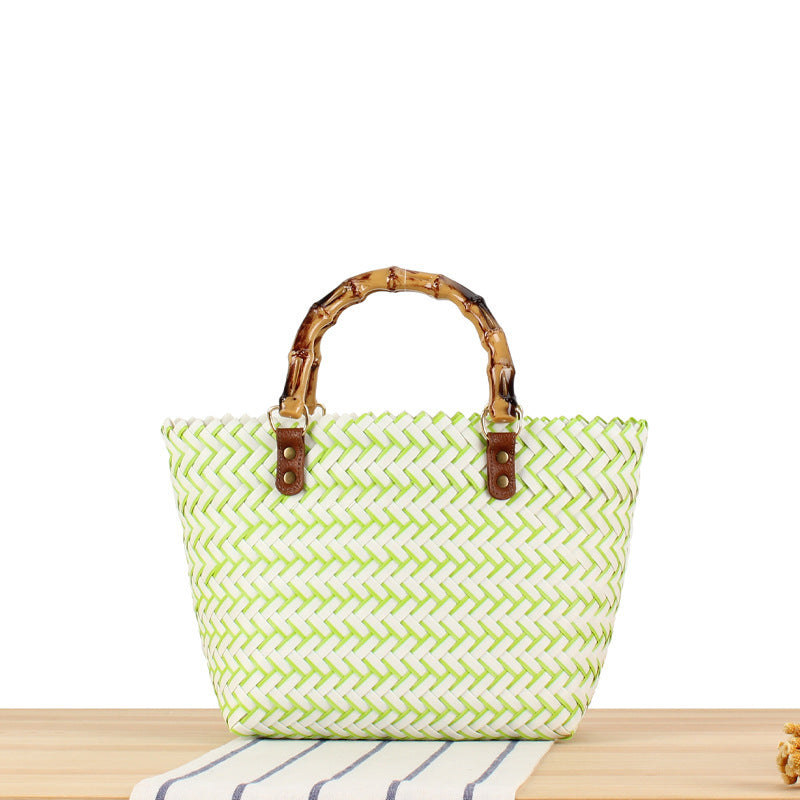 Braided handbag with high-quality bamboo handle Kalsten