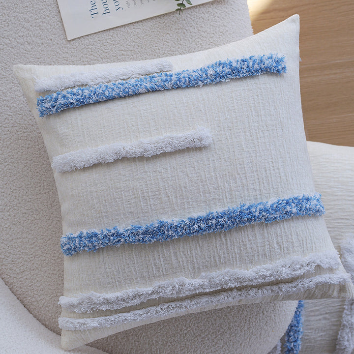 Square decorative cushion with chenille relief and structured application Kalsten