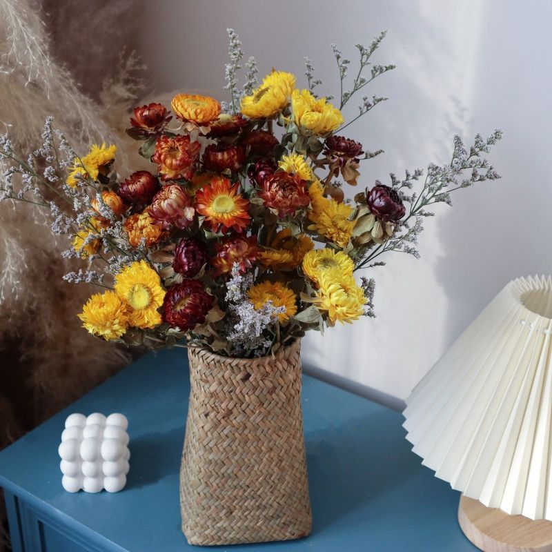 Elegant Artificial Floral Arrangement in Woven Basket