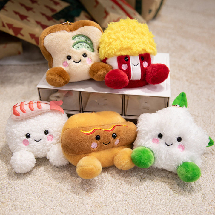 Plush Star-Shaped Keychain Charm with Embroidered Smile and Metal Ring Kalsten