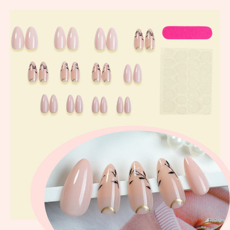 Premium Artistic Press-On Nail Art Set with Floral Accents Kalsten